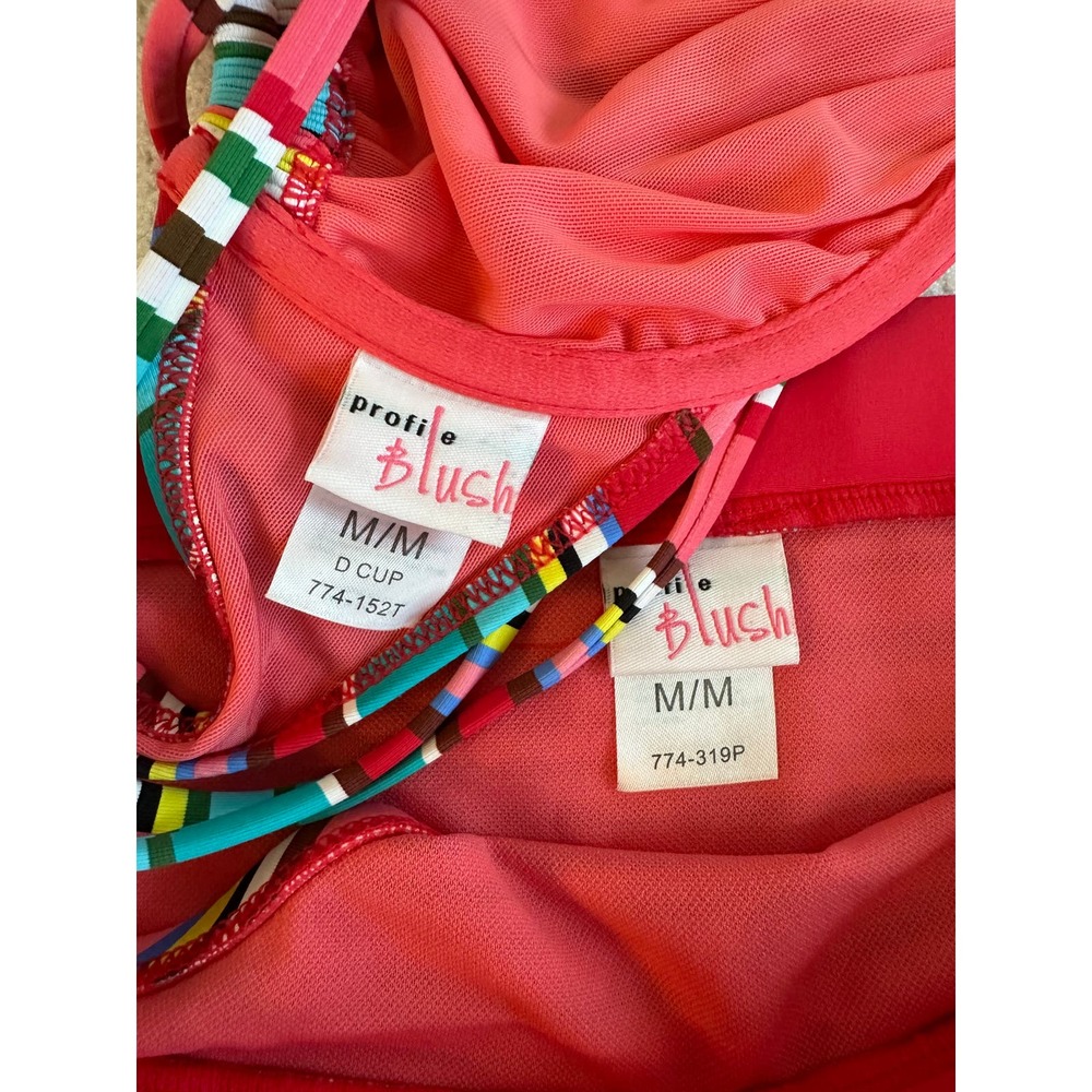 Profile Blush by Gottex Candycane Underwire Striped Bikini Top & Bottom Sz. M - Picture 4 of 10